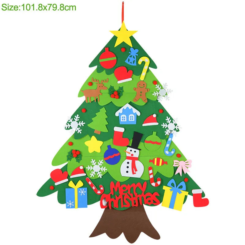 DIY felt Christmas ornaments showing 9 colour sections on 110cm wide material with 18-piece design kits