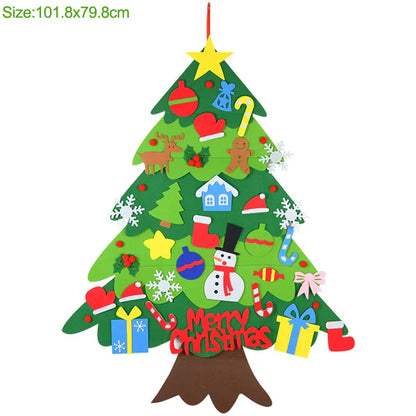 DIY felt Christmas ornaments showing 9 colour sections on 110cm wide material with 18-piece design kits