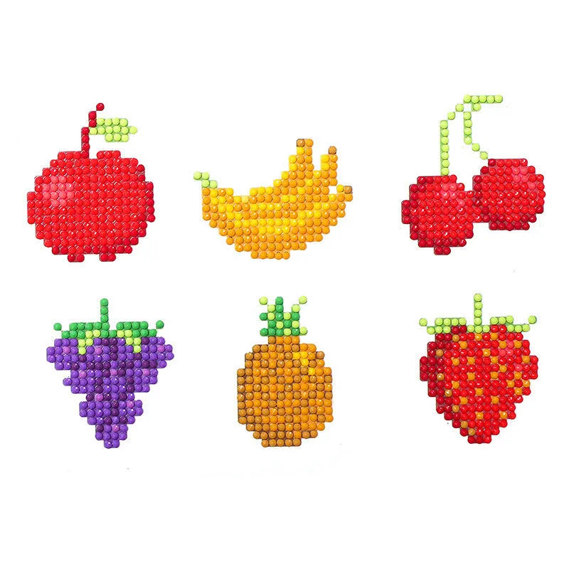 Fruit cartoon diamond painting notepaper set with resin drill bits, 6 x 8cm frameless handmade craft