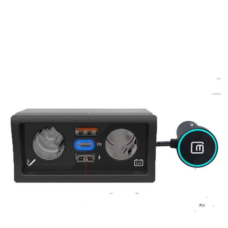 QC3.0 fast car charger adapter for 12V socket with Android and Apple style options.