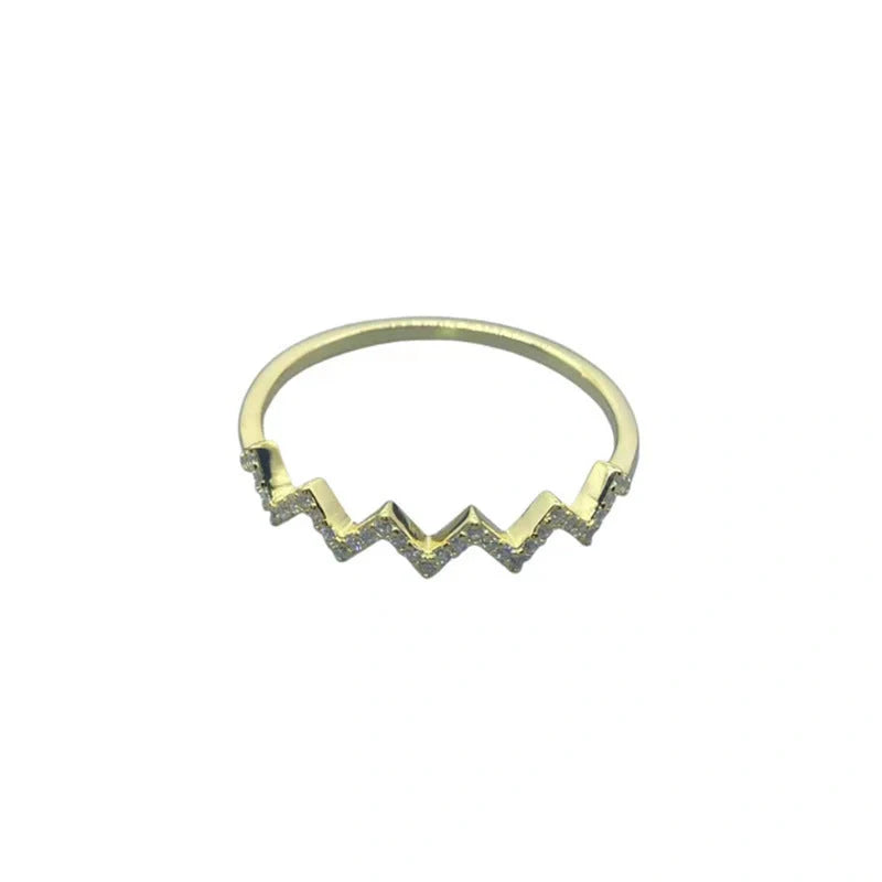 Adjustable Wave Pattern Zircon Ring in 925 silver with gem inlays