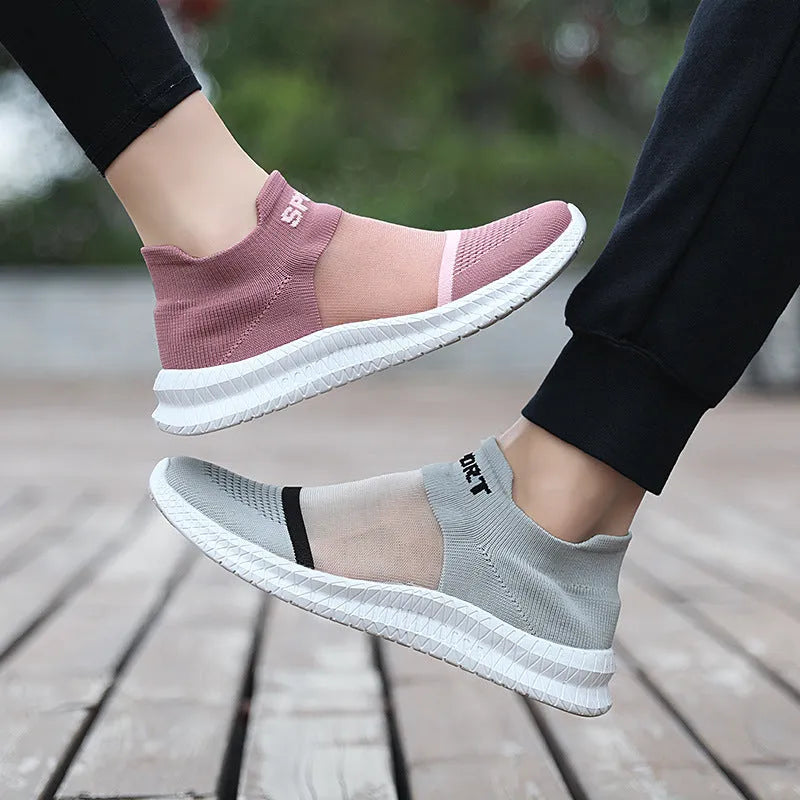 Flyknit woven socks shoes with lace closure and MD sole in multiple colour options