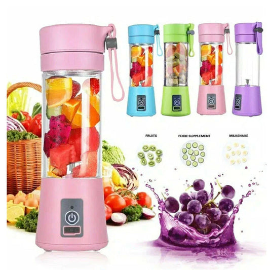 Portable USB rechargeable mini blender with 6 stainless steel blades, perfect for making smoothies on the go