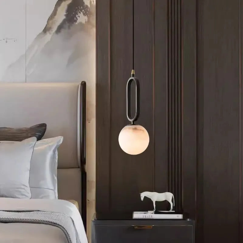 Nordic Creative Living Room Wall Light Bulb Marble Shade Copper Lamp 220V 12cm 15cm Indoor Wall Sconce for Living Room Bedroom Hallway in Black or Natural Copper