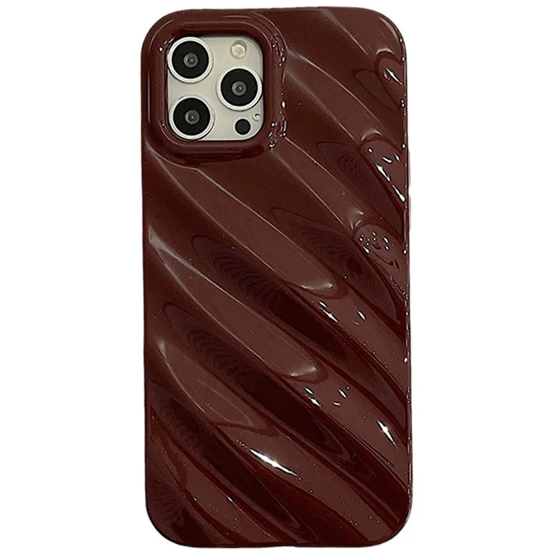 Simple pleated silicone iPhone case with electroplated laser detailing in black colour