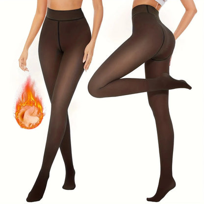 Anti-snagging leggings with wool lining in black, coffee, and silver silk colour variations.