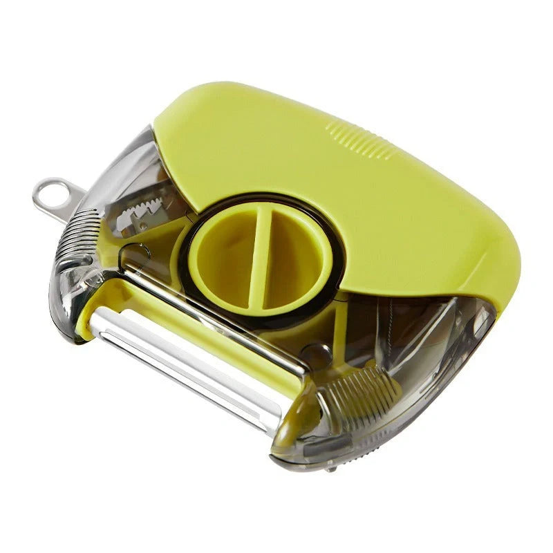3-in-1 stainless steel peeler shredder with ergonomic handle for kitchen use