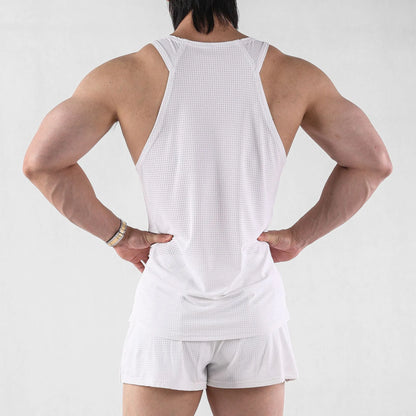 Men's black nylon sleeveless vest with stretch fabric for sports and casual wear