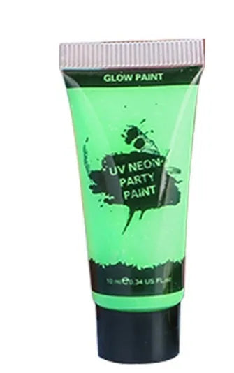 25ml neon face and body paint tubes in red, yellow, green, purple, orange, and pink colours with non-toxic safety