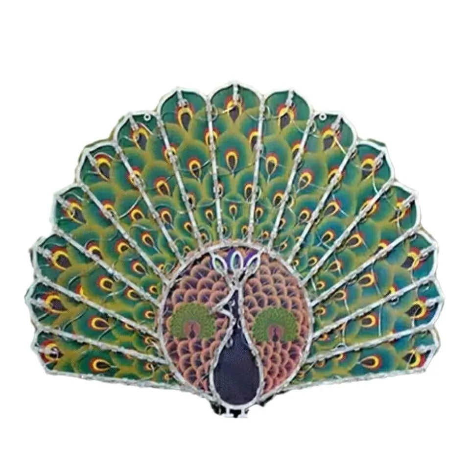 Plug-in outdoor string lights with peacock, love, sunflower, and star designs, rated IP44 for weather resistance.