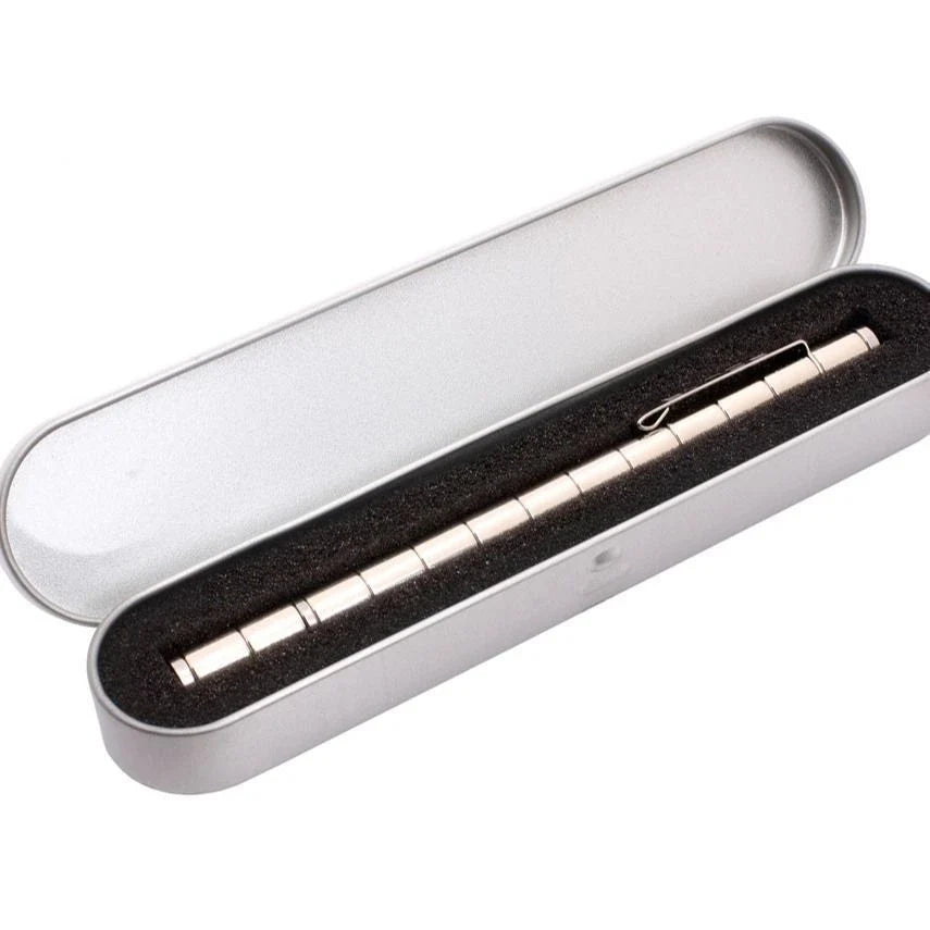 Modular magnetic pen with erasable ink, stress-relieving fidget features, and interchangeable components