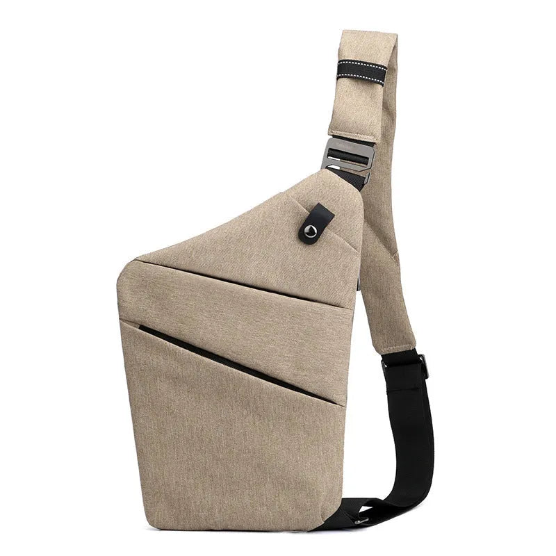 Canvas chest bag 31x20x1cm, 190g, one-shoulder crossbody with anti-radiation fabric inside, smoke black or silver grey