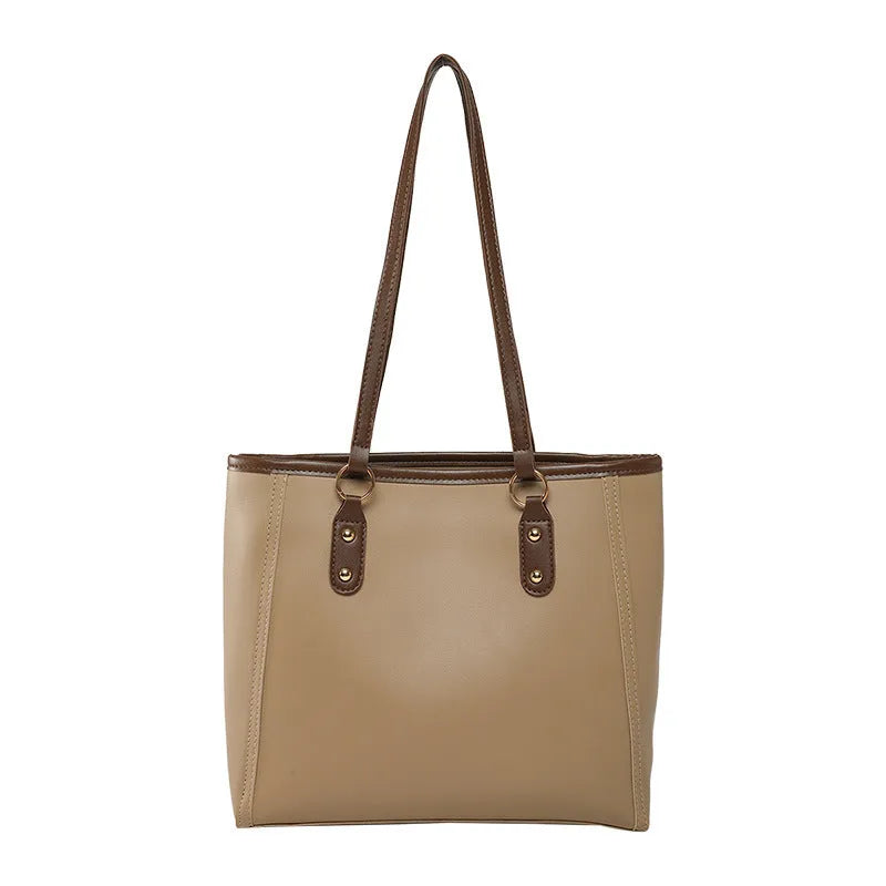 Horizontal square PU leather tote bag with multiple internal compartments in four colour options