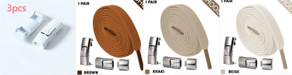 Press lock elastic shoelace with 8mm widened flat profile in assorted colours.