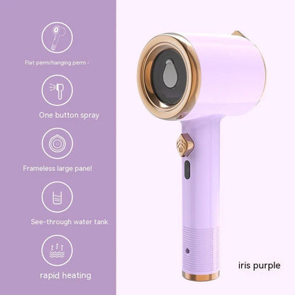 Compact, portable garment steamer with titanium-coated soleplate for wrinkle-free clothes at home or on the go