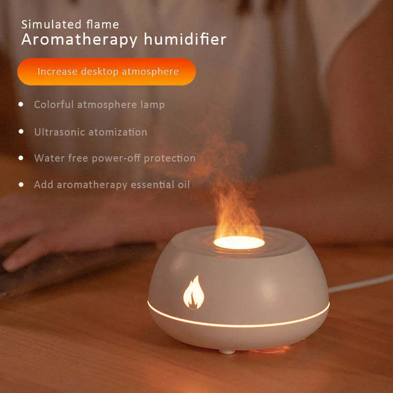 Black flame humidifier aromatherapy diffuser with LED lighting effect and USB cable