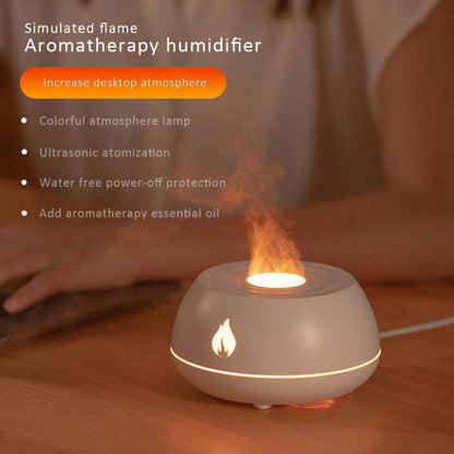 Black flame humidifier aromatherapy diffuser with LED lighting effect and USB cable