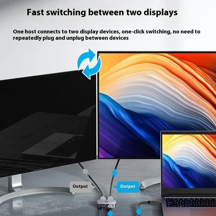 Grey alloy cable separator adapter for HD computer audio and video television line conversion