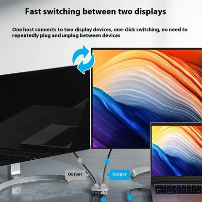 Grey alloy cable separator adapter for HD computer audio and video television line conversion