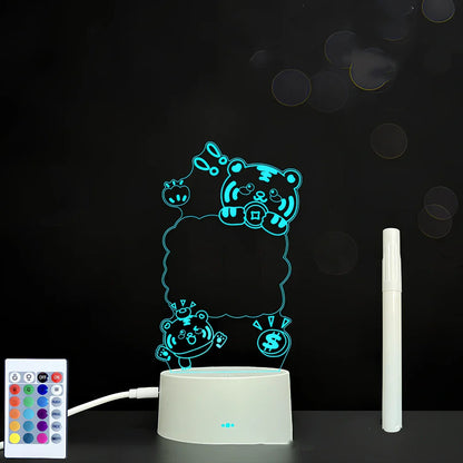 3D acrylic LED message board on black ABS base, 96cm x 40cm, with touch colourful lights and stylus