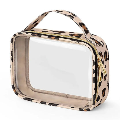 Transparent PVC lipstick storage bag with detachable chain showing 7.85-inch dimensions