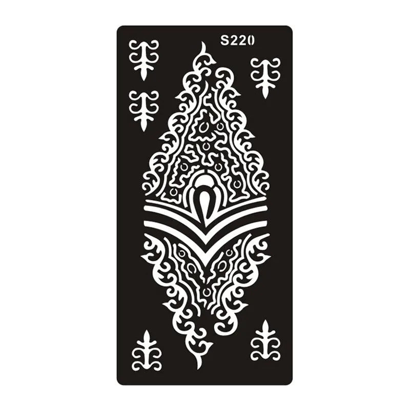 Hollow geometric tattoo template sticker on water transfer paper, Southeast Asian style design.