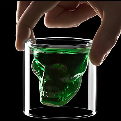 Exquisite double-walled crystal skull shot glasses in various capacities, perfect for serving your favourite spirits and cocktails