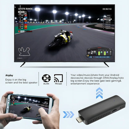 Android 10 4K Streaming TV Stick with remote control and cables