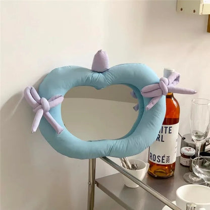 Korean-style fabric wall mirror with aluminium lens in apple colour option