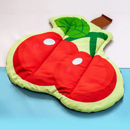 Ice silk pet cooling mat in various fruit designs for dogs and cats