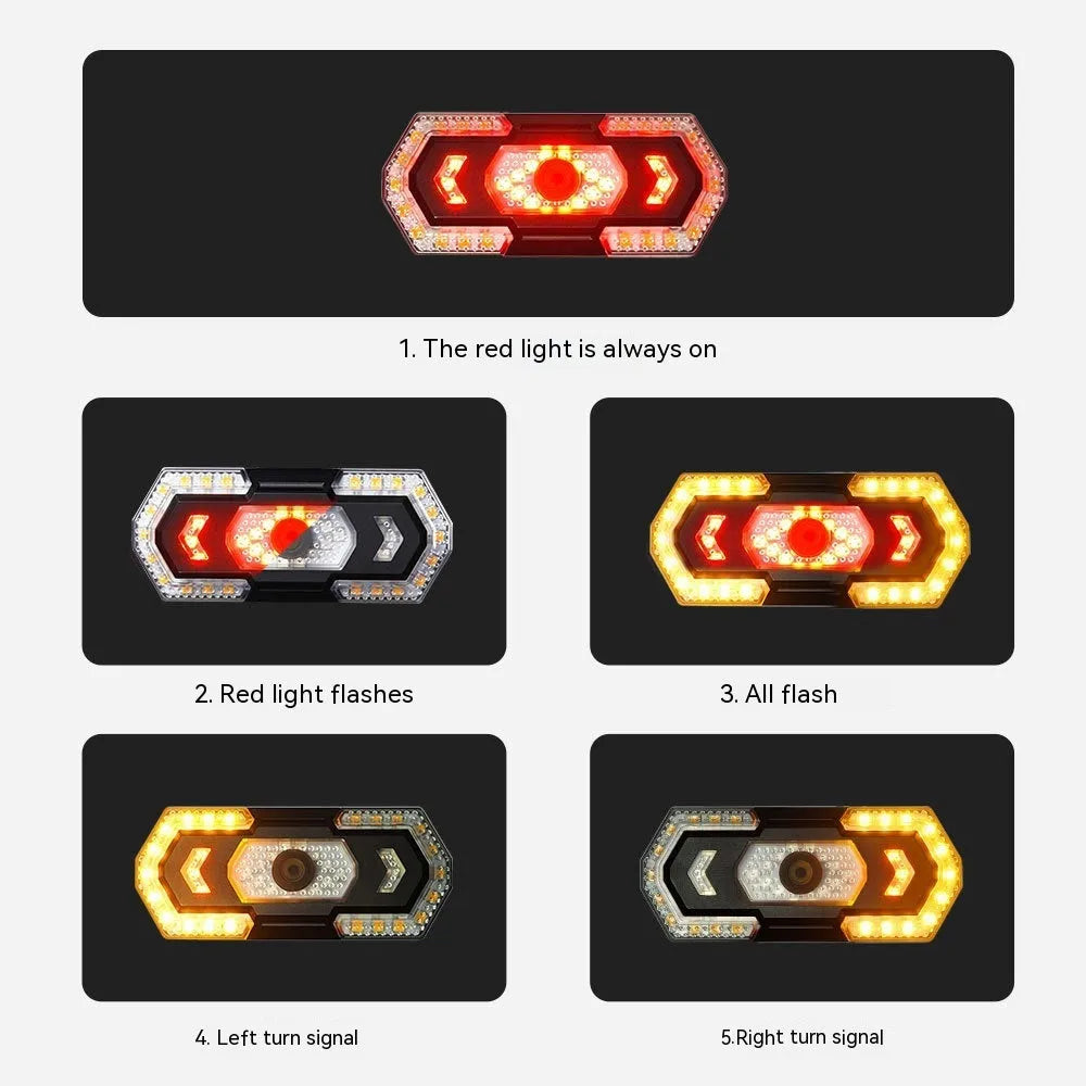 Black wireless remote control car taillight with USB charging port.