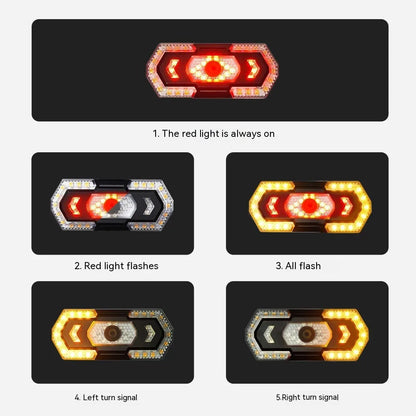 Black wireless remote control car taillight with USB charging port.