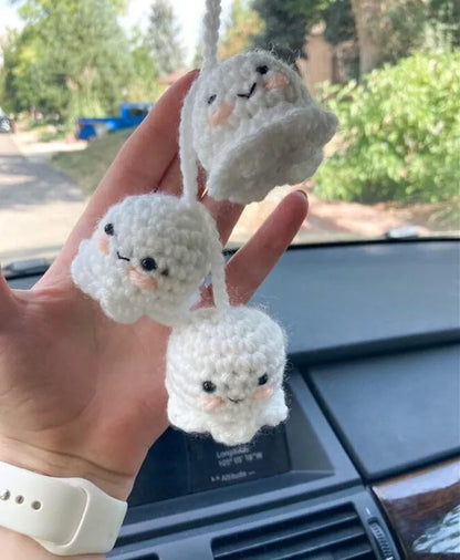 Plush hand-woven car hanging ornament with Halloween cartoon character design