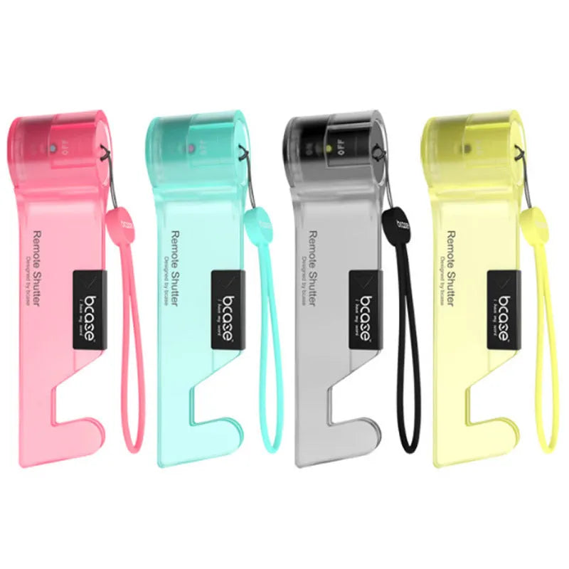 Wireless shutter smartphone holder in yellow, black, or pink plastic, Bluetooth 3.0 desktop stand, 85.5g