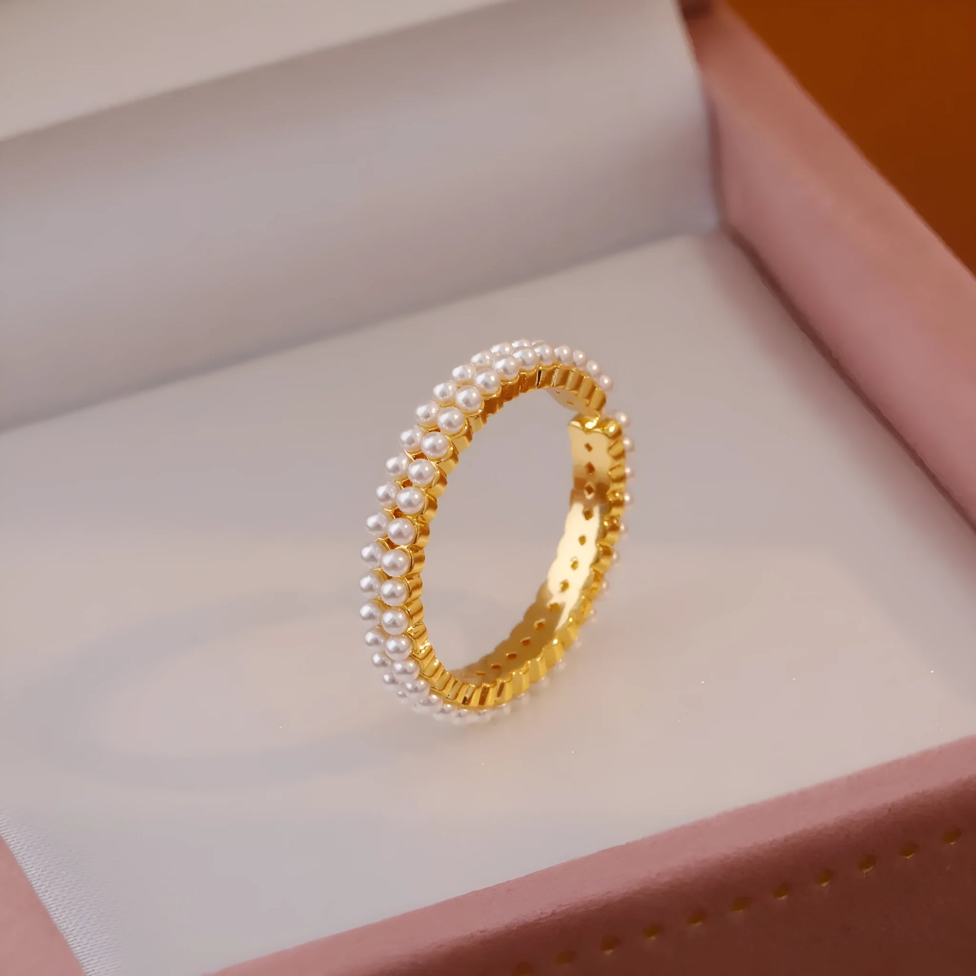 Geometric gold electroplated copper open ring with sweet temperament style for women