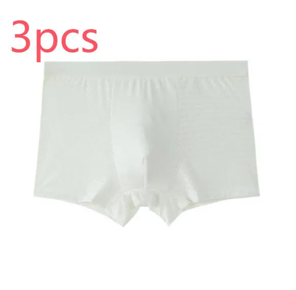 Men's ice silk underwear with U-convex design in modal fabric, showing breathable mesh construction