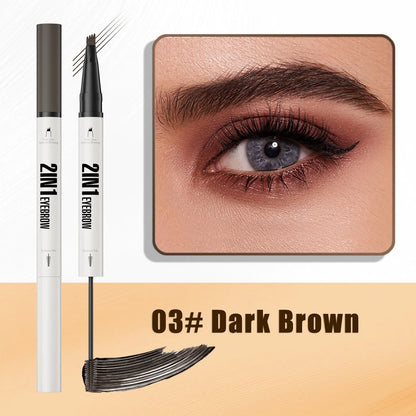 Two-in-one waterproof sweat-resistant eyebrow cream in multiple shades including brown and black