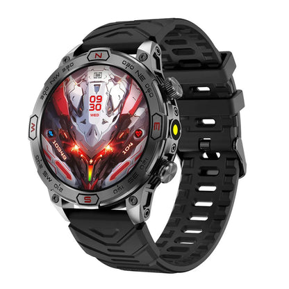 Sports smartwatch with AMOLED screen on silicone wristband showing heart rate display