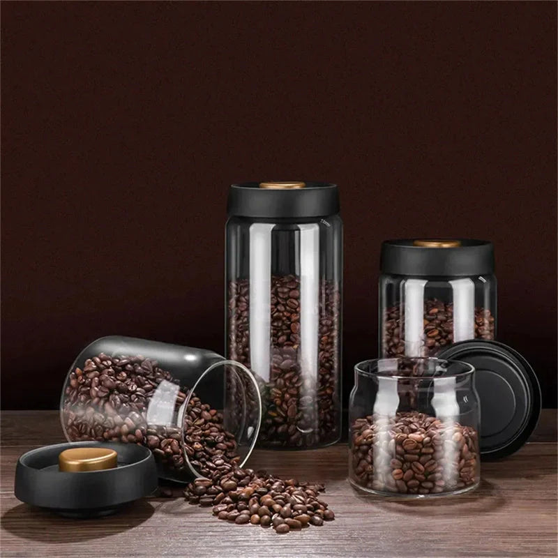 Premium vacuum sealed glass canister set for coffee and dry food storage