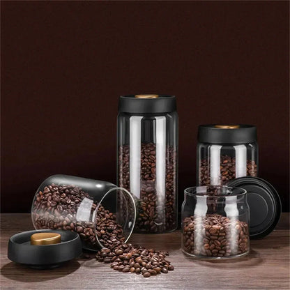 Premium vacuum sealed glass canister set for coffee and dry food storage