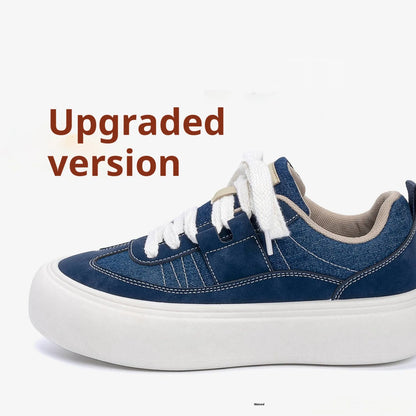 Men's platform casual shoes with raised sole in black colour showing round toe and lace-up front