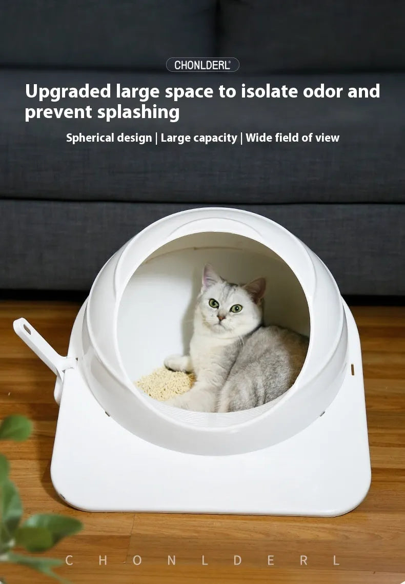 Large fully enclosed cat litter box in Ariston colour with curved entrance.