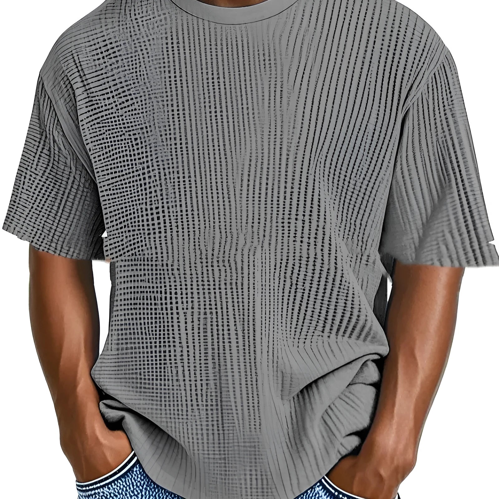Cotton blend waffle texture short sleeve casual pullover shirt in multiple colour options