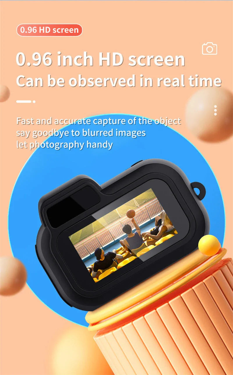 Compact retro-style mini camera with 1080p HD video and photo capture capabilities, portable and versatile for indoor, outdoor, and travel use