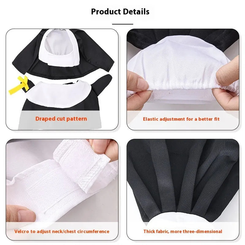 Pet Halloween costume cat dog clothes nun dress up for holiday atmosphere, black polyester casual pet clothing in free size for cats and dogs of various breeds