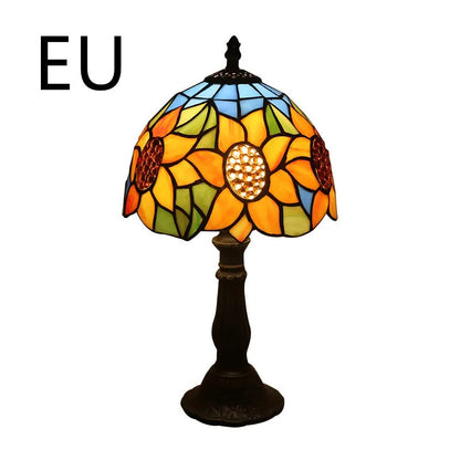 Retro yellow glass bedside table lamp with resin base, 20 x 12 x 35cm, Mediterranean style
