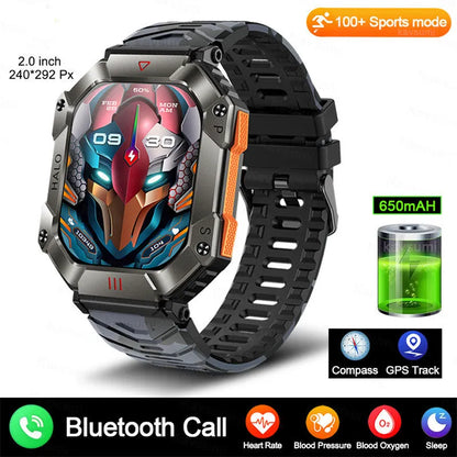 Android GPS smart watch for women with a titanium alloy case shown on a wrist, featuring a resin dial and a black camouflage strap.