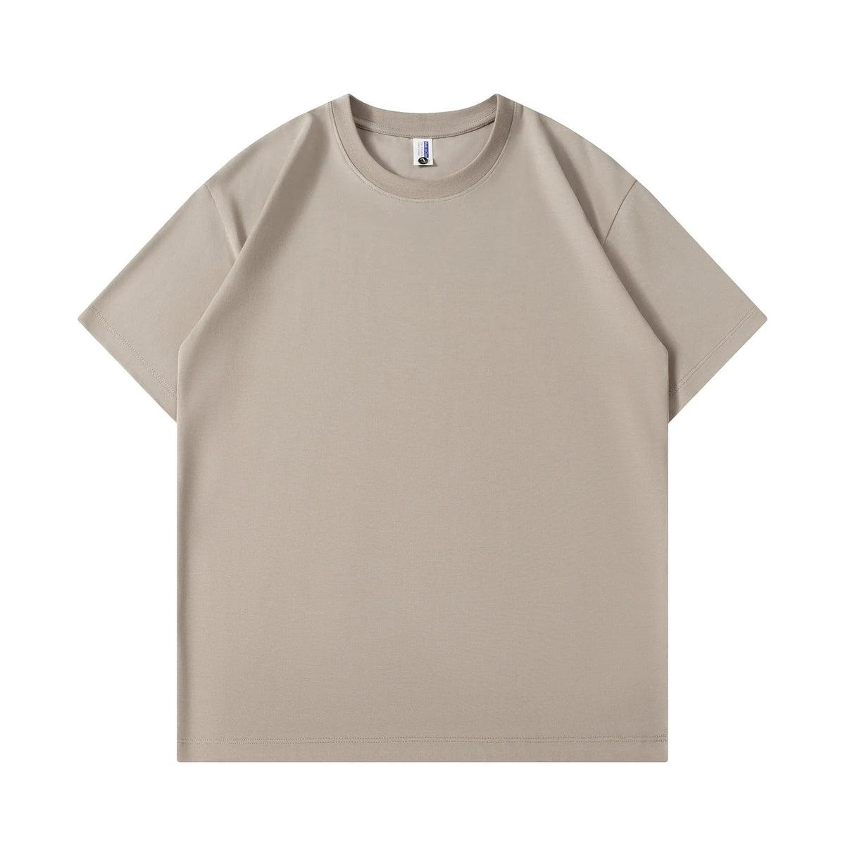 Cotton short sleeve T-shirt in loose fit with printing details on solid colour background