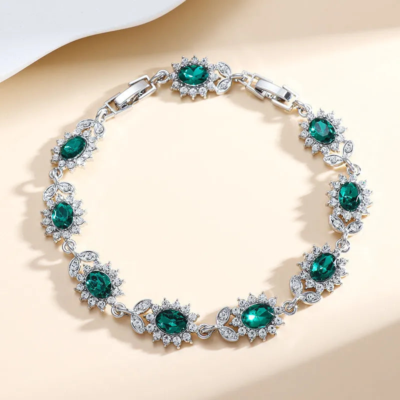 Women's simple inlaid zircon electroplated eco alloy fashion bracelet, 9 colour options