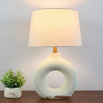 Japanese style ceramic table lamp with button switch in white or black finish